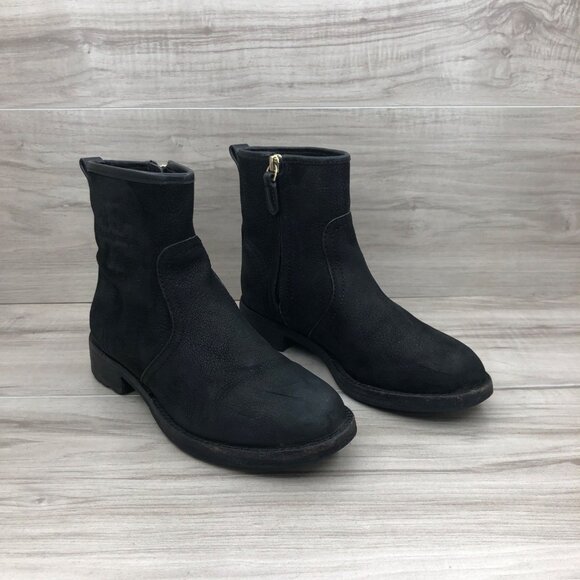 Tory Burch Simone Ankle Boots Women's 6 Black Leather Side Zip Booties - Picture 4 of 13
